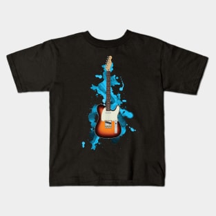 T-Style Electric Guitar Sunburst and Rosewood Kids T-Shirt